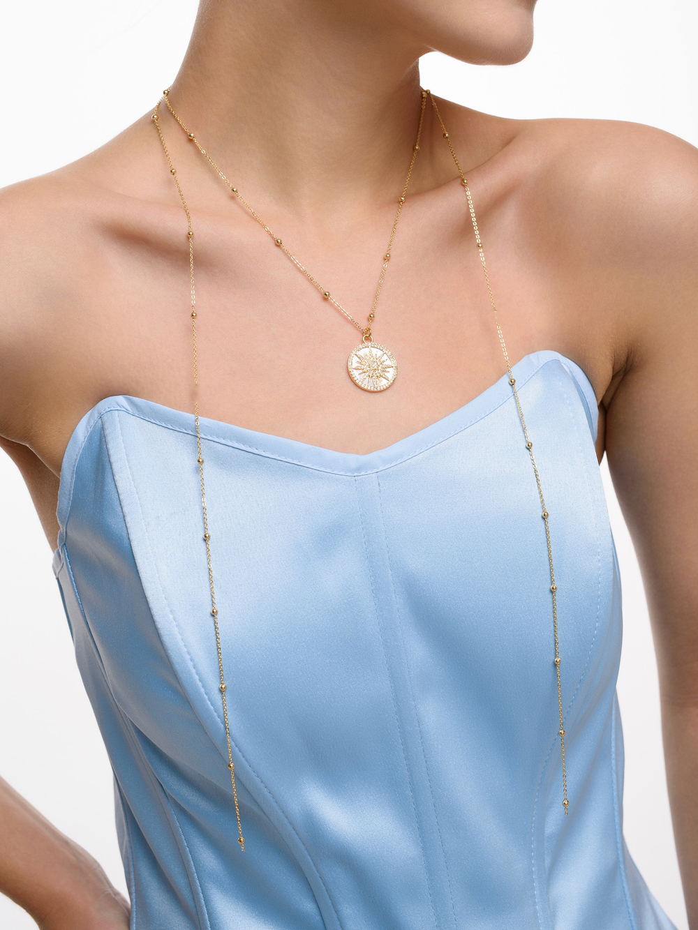 Колье "Sun white pearl" Gold