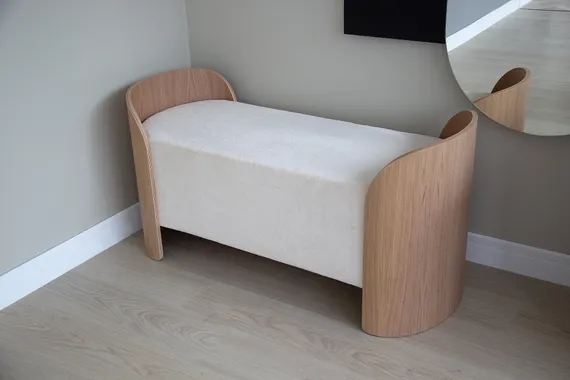 Банкетка Lagom 2 100 см (молочный, натуральный дуб)