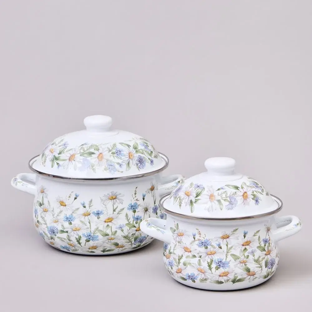 Набор кастрюль agness эмалированных серия sentiment, 4пр. 1,5л и 2,8л, 16см, 20х12см