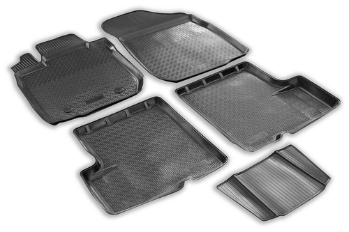 Коврики в салон автомобиля Rival для Renault Logan I поколение седан 2004-2015, полиуретан, с крепежом, 5 частей, 14702004