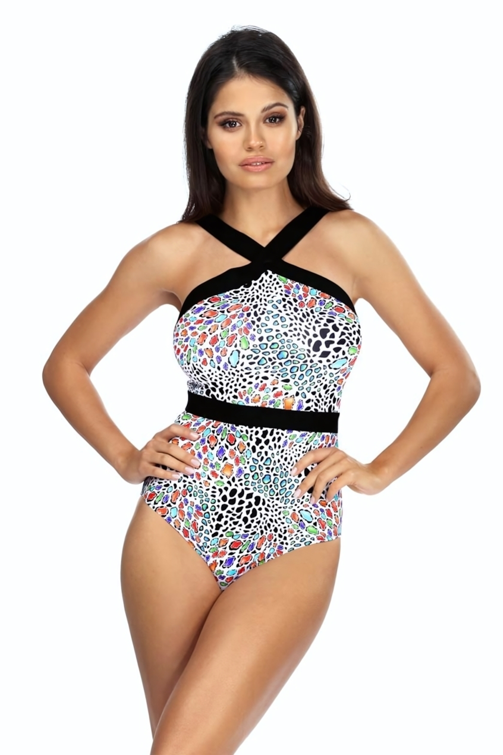 Совместный купальник с широкими бретелями из резинок (Размер: 70/36) (Цвет: разноцветный)