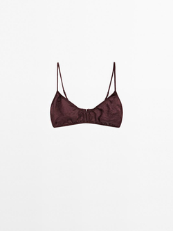 Massimo Dutti Атласный треугольный бюстгальтер - Studio, бордово-красный
