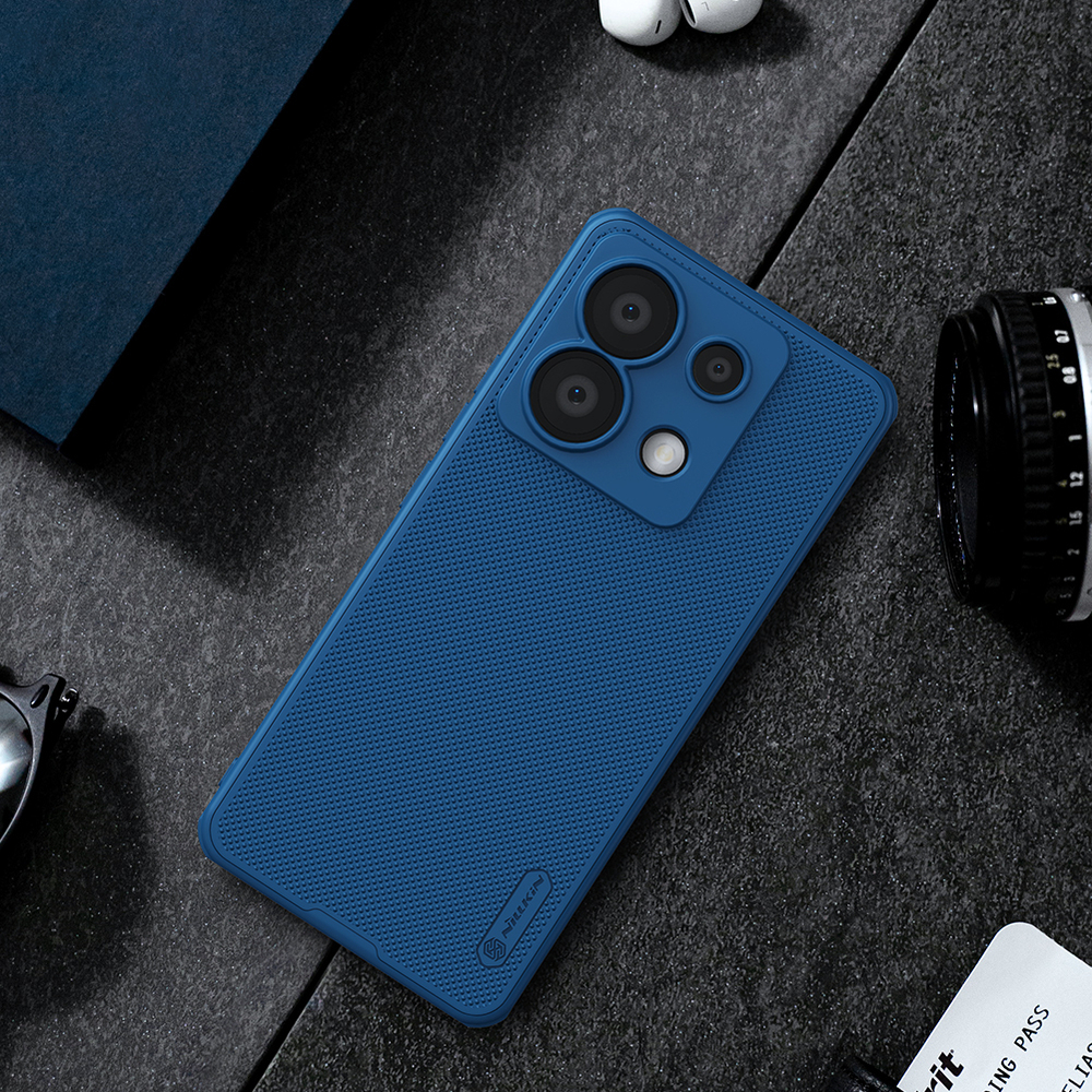 Усиленный чехол синего цвета от Nillkin для Xiaomi Redmi Note 13 Pro 5G и Poco X6 5G, серия Super Frosted Shield Pro