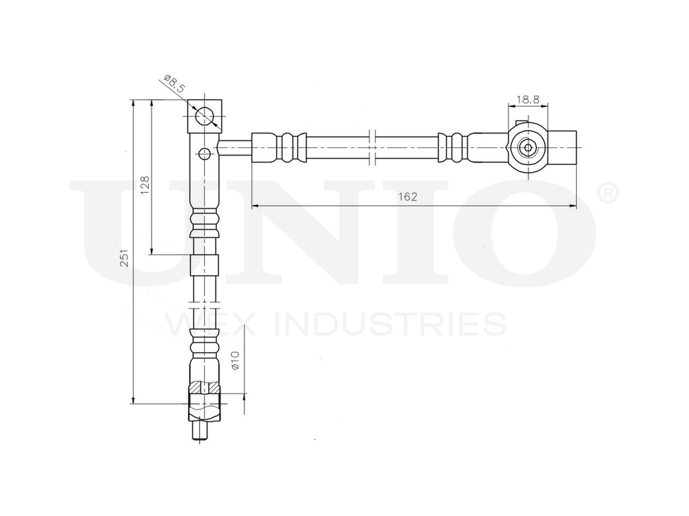 Шланг тормозной передний левый UNIO BRH-10075
