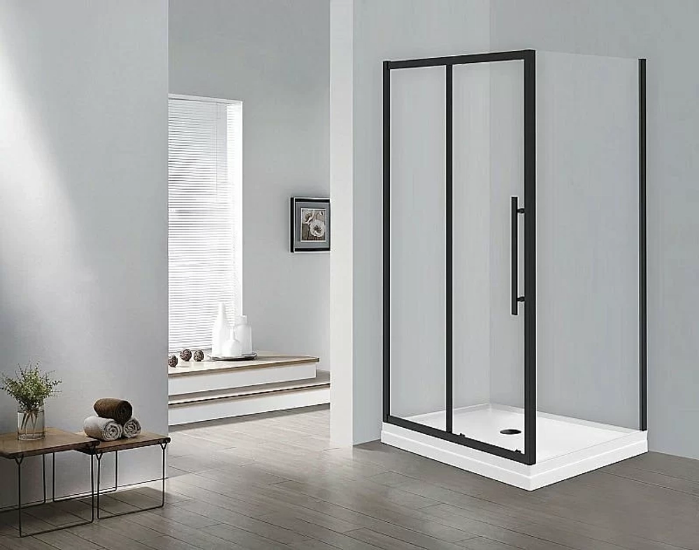 Душевой уголок Esbano Flex ESOGF129PSB 120х90 стекло прозрачное/профиль черный матовый