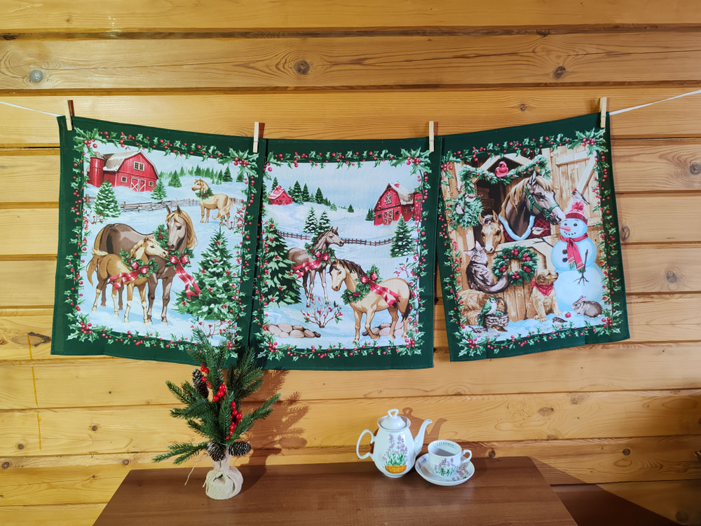 Набор полотенец "Волшебство Нового года", 3шт, рогожка