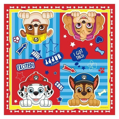 Салфетки бумажные 33*33см Щенячий патруль-2, 3 сл., 20л