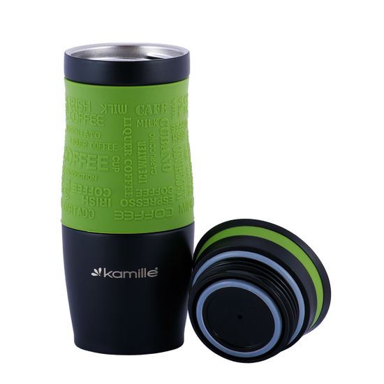 Термокружка 380 мл. из нержавеющей стали Kamille KM 2069A с TPR-вставкой