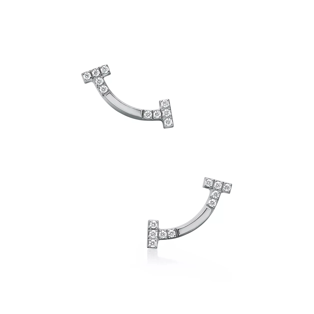 Серьги из белого золота 18k с бриллиантами, Tiffany 💎 T smile New
