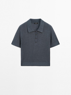 Massimo Dutti Свитер из смесового льна, свинцовый