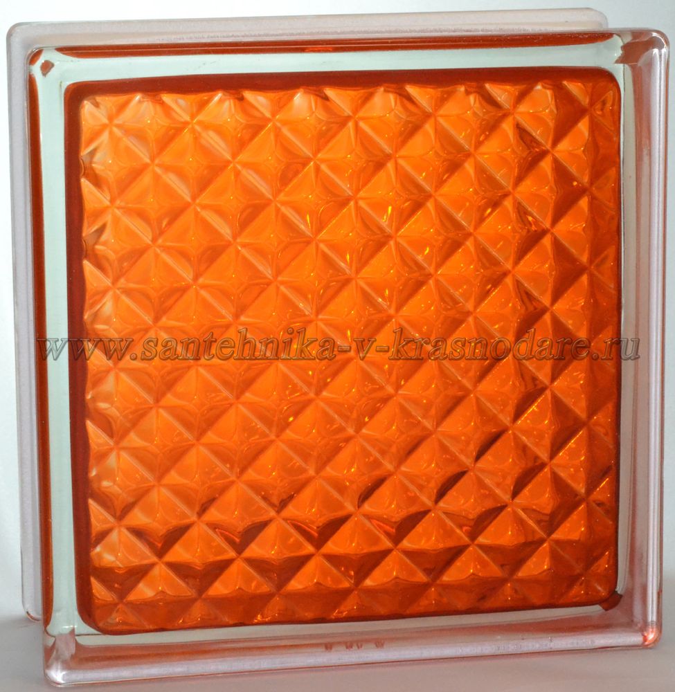 Стеклоблок инка оранжевый окрашенный изнутри Vitrablok 19x19x8
