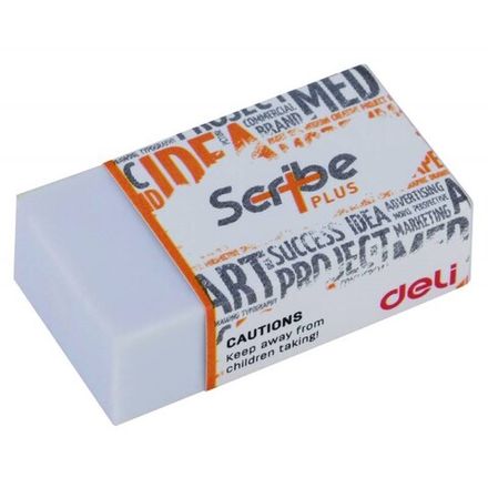 Ластик Deli Scribe Plus, 40x22x12мм, белый, прямоугольный, инд упаковка