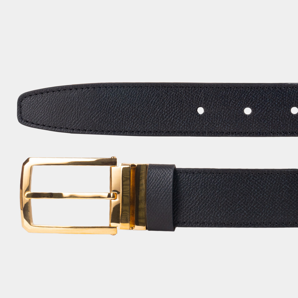 Ремень кожаный мужской из натуральной кожи сафьяно 35 мм, чёрный