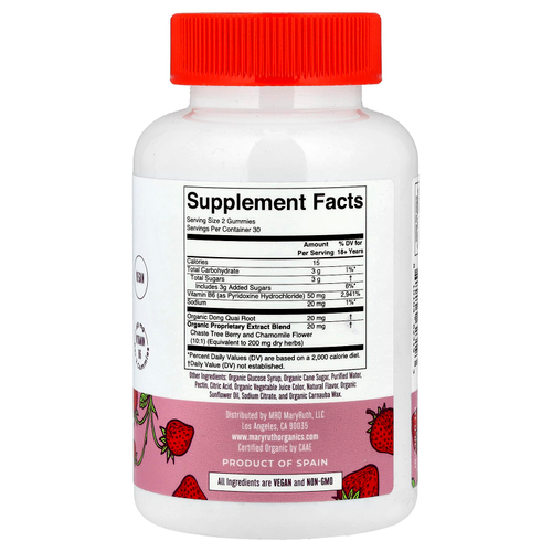 MaryRuth's, Органические жевательные мармеладки для поддержки менструации, клубника, 60 жевательных таблеток