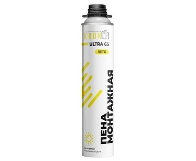 Kronbuild, Пена монтажная, профессиональная, 65 л, 850 мл, 850 г, летняя, Лето Ultra