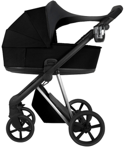 Детская коляска Roan Sol Vintage Luxury 2.0 3 в 1 с автокреслом Tutis Elo Lux EduSky Grey VIN 05/CB Caviar Black/Nickel/руч.Black