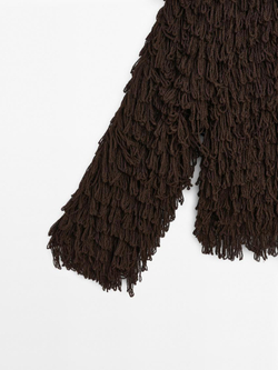 Massimo Dutti Трикотажный кардиган с бахромой , Шоколадно-коричневый