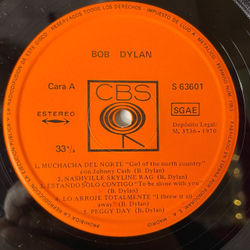 Винтажная виниловая пластинка LP Bob Dylan Nashville Skyline (Spain 1970)