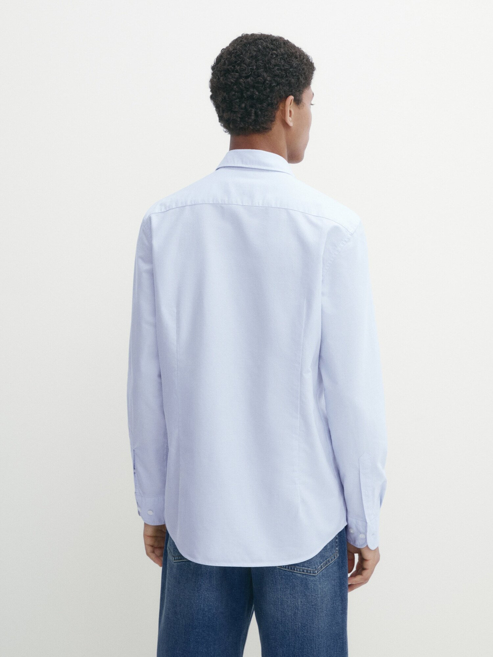 Massimo Dutti Рубашка оксфорд облегающего кроя в мелкую полоску, голубой