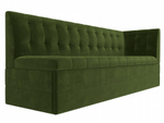 Диван кухонный прямой Бриз с углом справа, Зеленый, Микровельвет, 100379