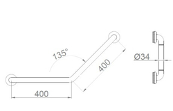 Поручень настенный под углом 135. 400х400 Nofer 15161.B из нерж. стали глянцевый схема