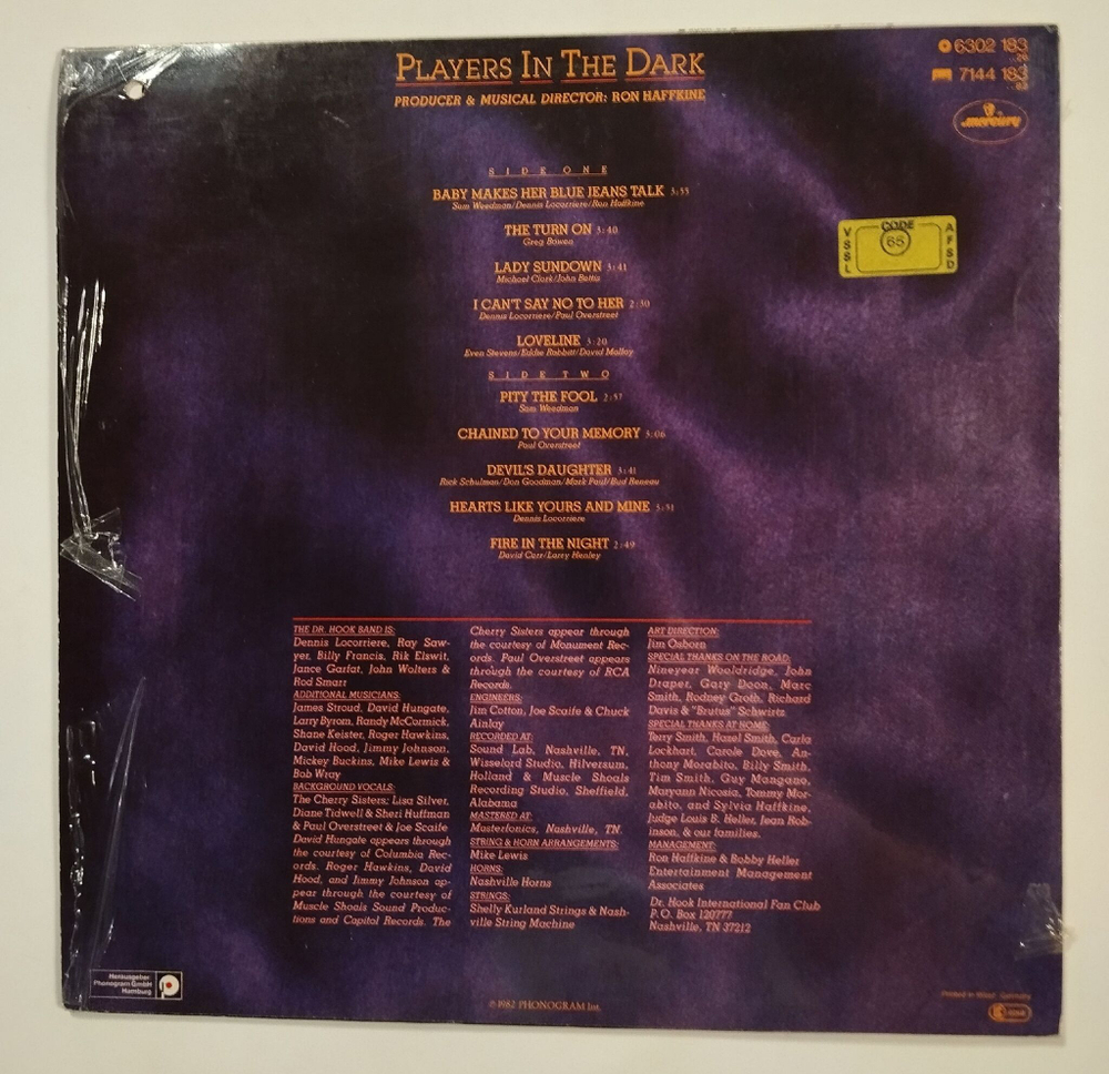 Винтажная виниловая пластинка LP Dr. Hook Players In The Dark (Germany 1982)
