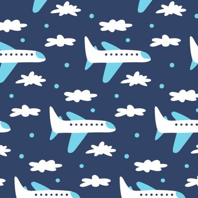 Buy baby fabric planes clouds