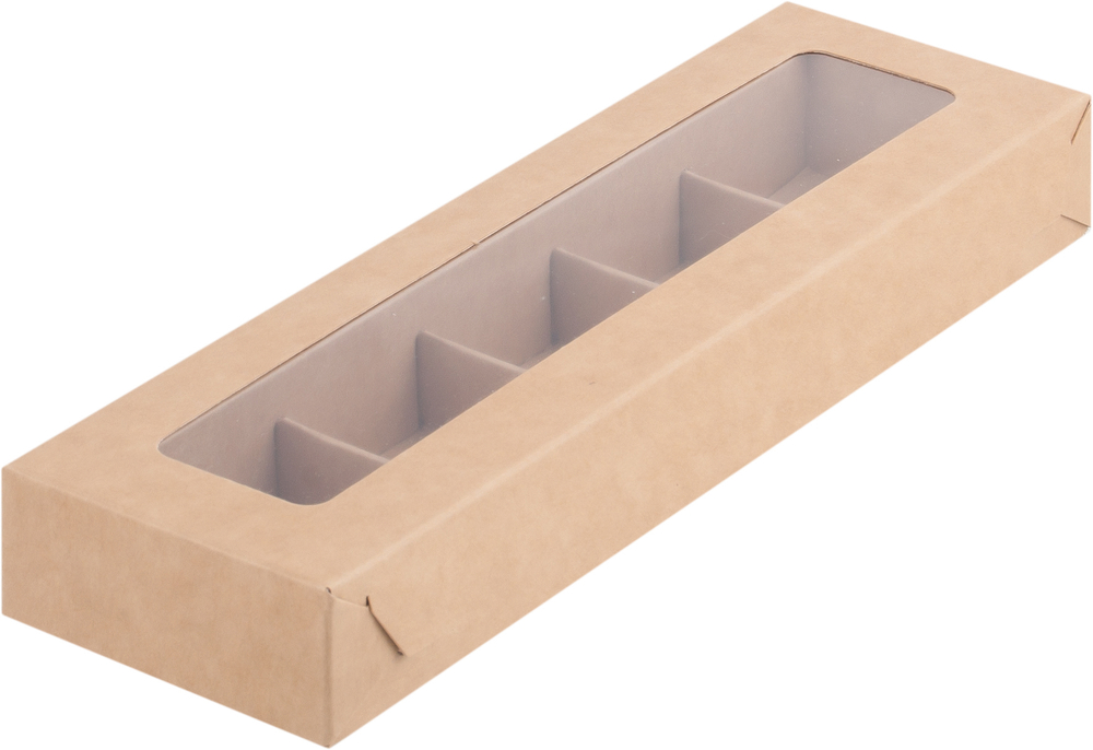 Коробка для 5 конфет, крафтовая с окном