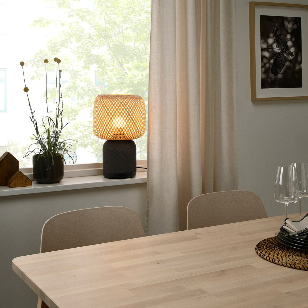 IKEA SYMFONISK  (ИКЕА СЙМФОНИСК)  -  Абажур для подламповой лампы с громкоговорителем, бамбук