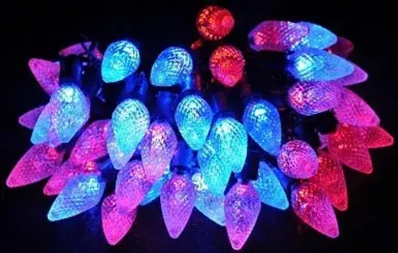 Светодиодная нить Шишки 10 м., 220V, 100 разноцветных LED ламп, черный каучук, соединяемая, Winner Light (m.01.7B.100+2,5B)