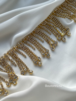 Бахрома стразы с тремя каплями золото 4,5 см