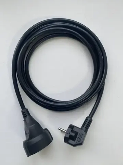 Удлинитель сетевой 1м с заземлением с одной розеткой IP22 16А ПВС ГОСТ 3х1,5 удлинитель бытовой, черный