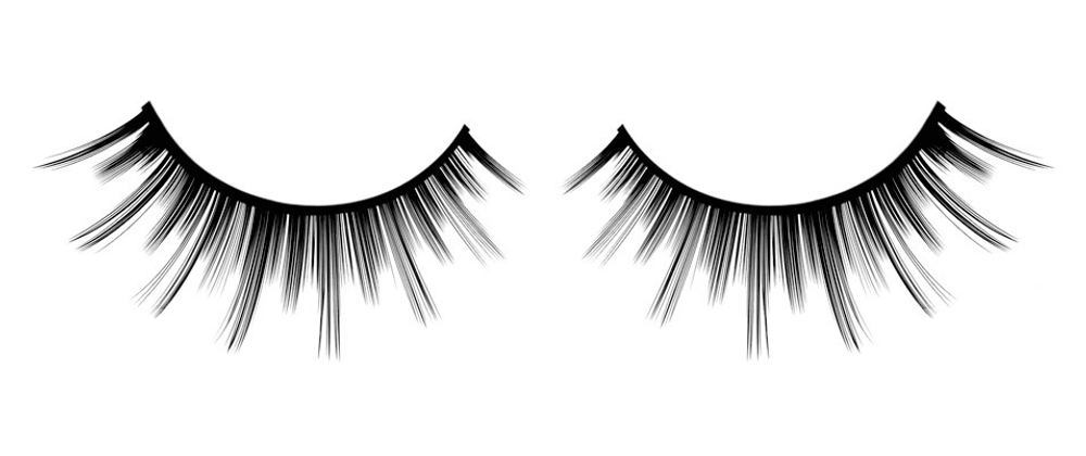 Пушистые черные ресницы с отдельными длинными ресничками (Цвет: черный)