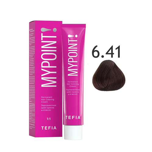 Tefia Mypoint Перманентная крем-краска для волос, цвет 6.41 тёмный блондин медно-пепельный, 60 мл