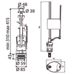 Арматура к смыв. бачку Кноп. DECO+UNI BOTTOM хром 1/2 ниж/подв. пласт. 037192 OLI (Португалия)