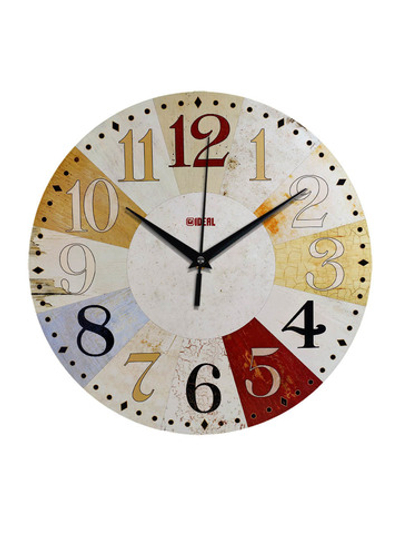 Часы настенные деревянные IDEAL "Винтаж цветные", 30 см, бесшумные Декор для дома, подарок