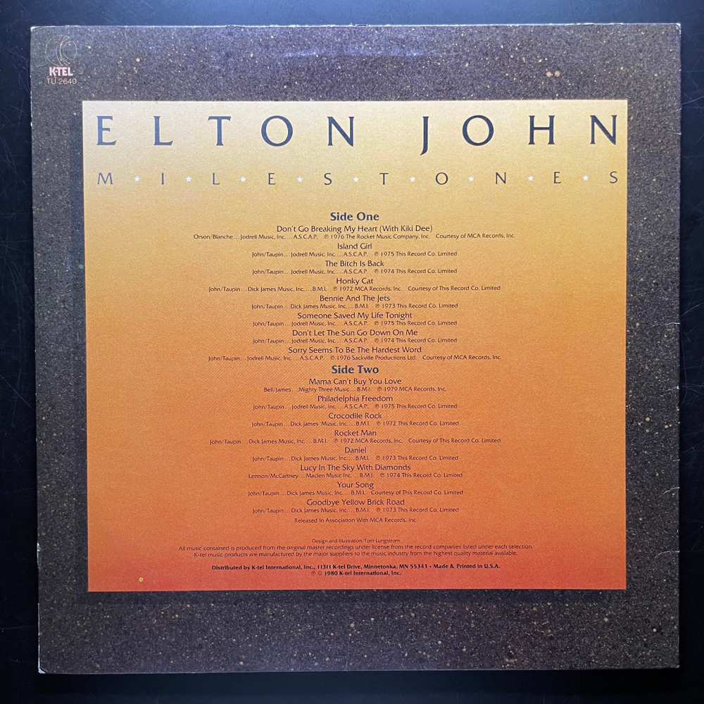 Elton John ‎– Milestones (США 1980г.)
