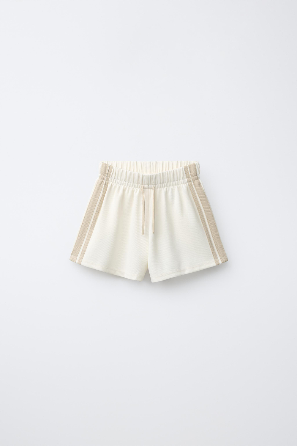 ZARA ШОРТЫ С КОНТРАСТНЫМИ ЛАМПАСАМИ, ЭКРЮ