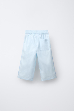 ZARA БРЮКИ ИЗ ВЫСОКОТЕХНОЛОГИЧНОЙ ТКАНИ С КОНТРАСТНЫМ ЦВЕТОЧНЫМ ПРИНТОМ, ГОЛУБОЙ