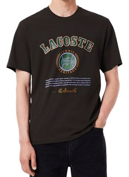 Мужская теннисная футболка Lacoste Print Cotton - brown