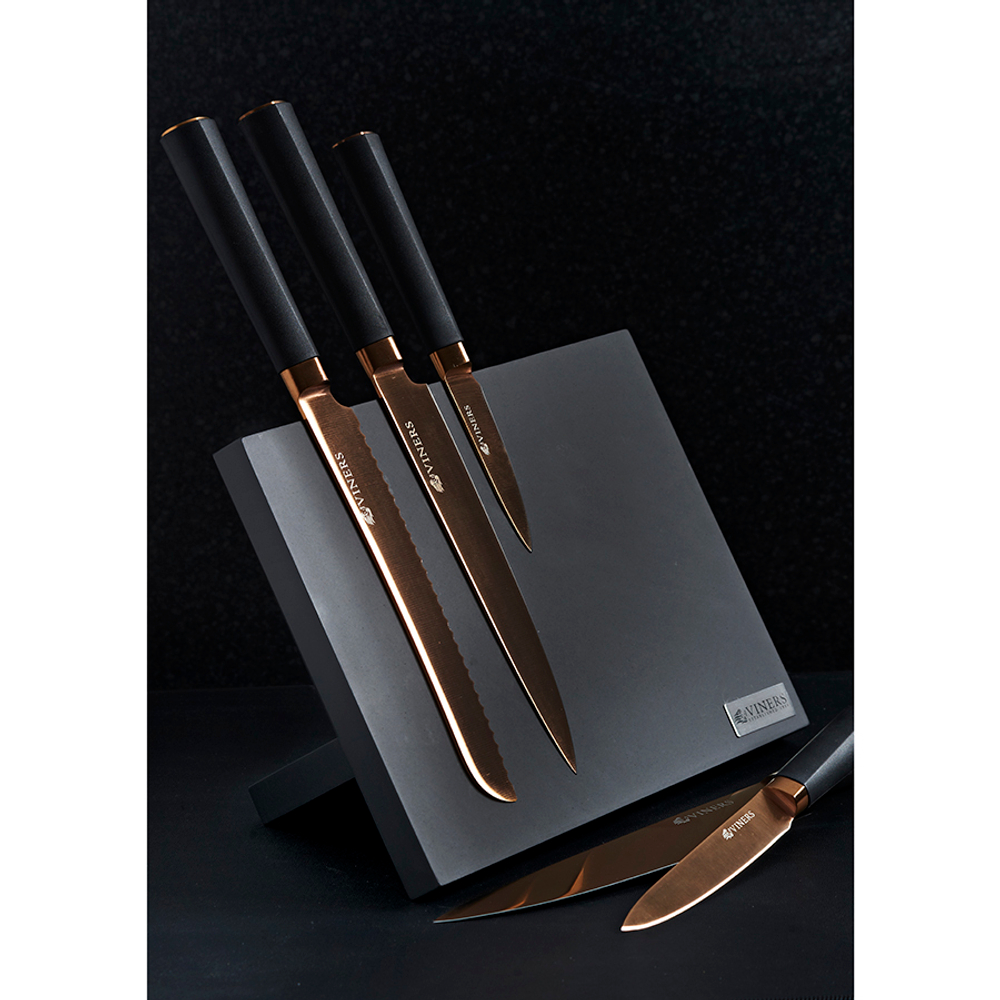 Набор из 5 ножей и подставки titan copper