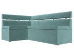 Диван кухонный угловой Классик левый угол, Бирюзовый, Велюр, 117976L