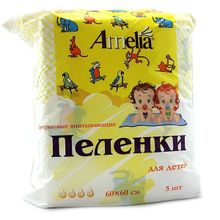 Одноразовые пеленки Amelia впитывающие 60х60, 5 шт.