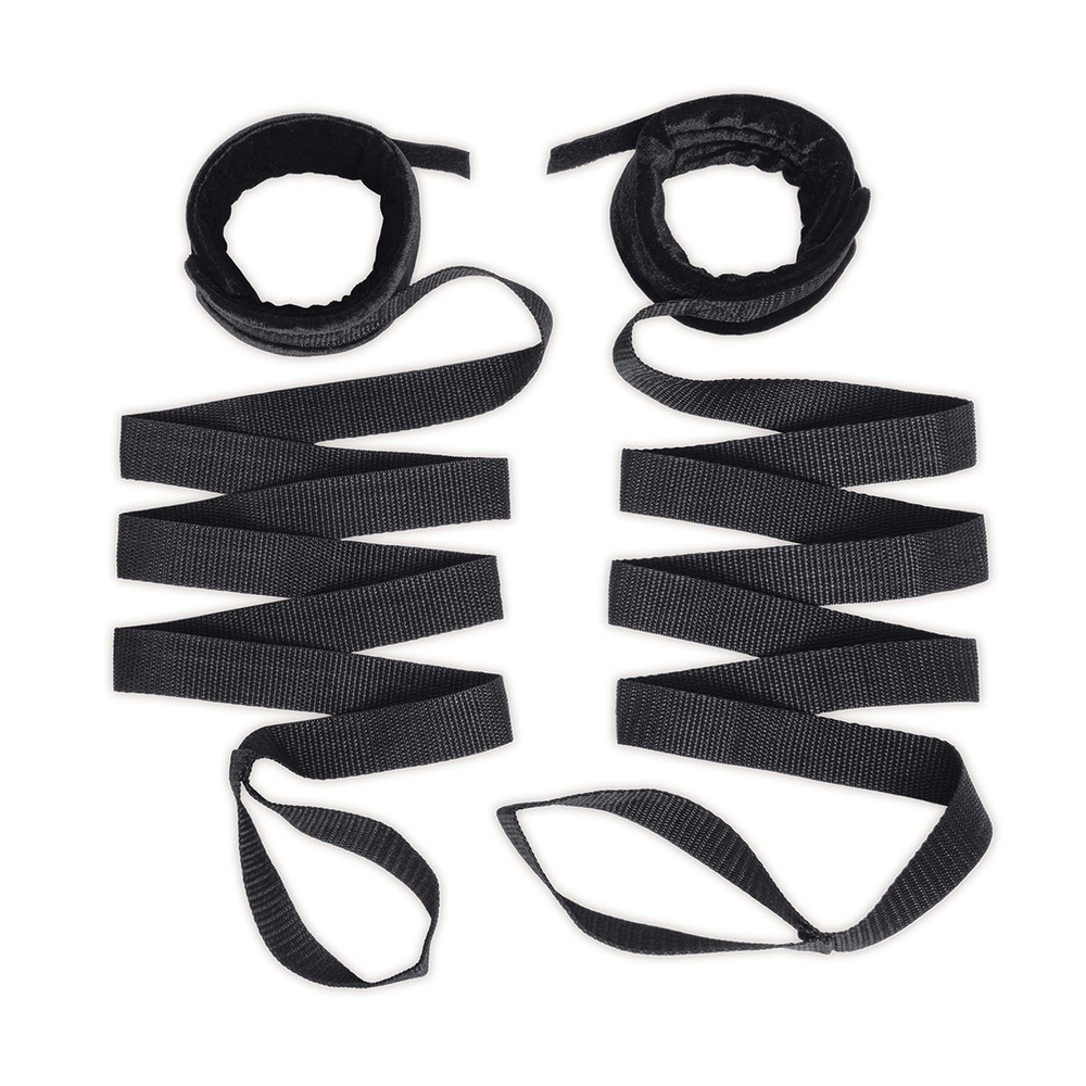 Эротический набор 4PC Bondage Bed Strap & Flogger Kit (Цвет: черный)