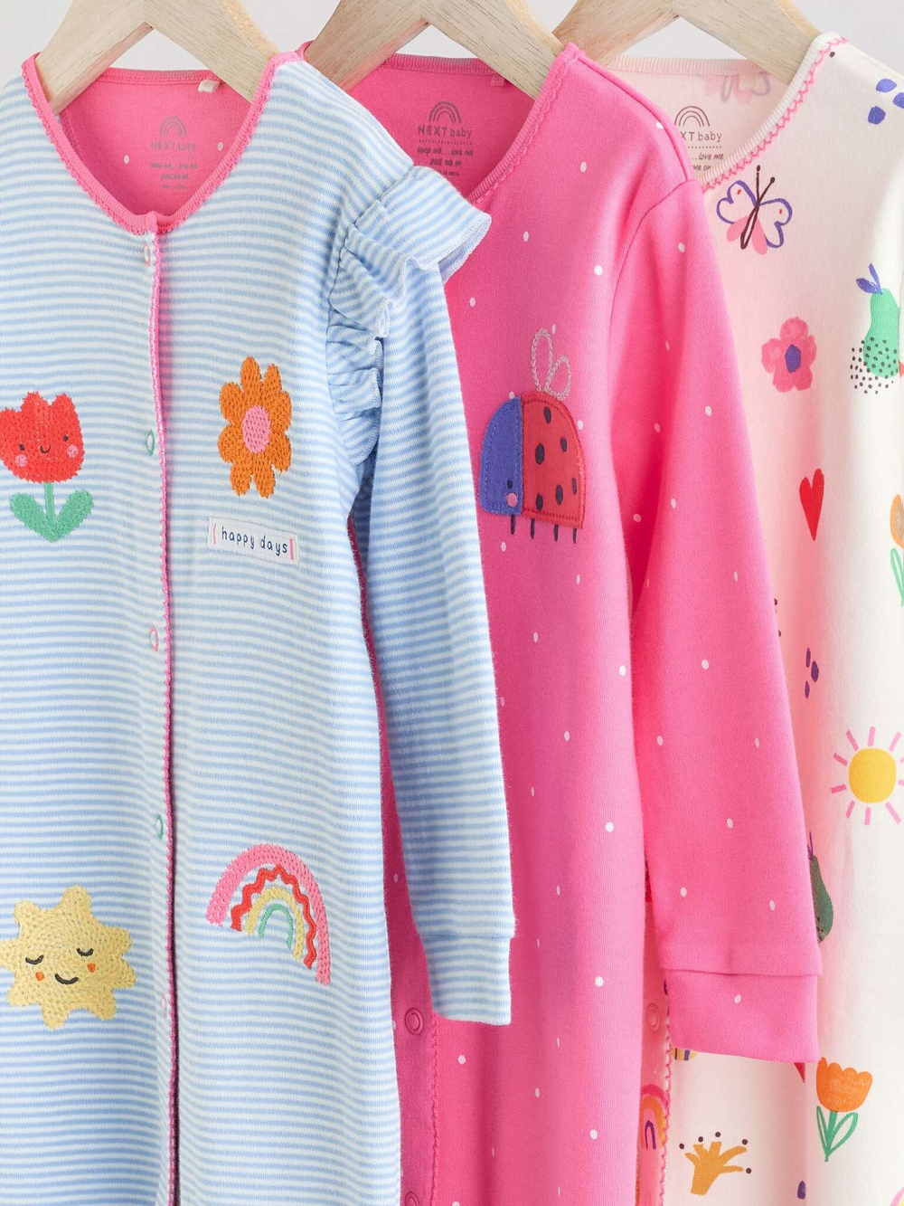 Комбинезон / Cлип для малышей Next E18-354, 3 шт., Голубой, Розовый, Молочный