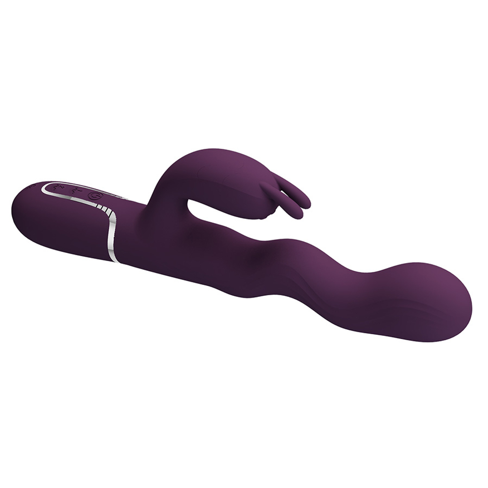 Фиолетовый вибратор-кролик 24,9см с волновыми движениями Pretty Love Waving & Vibrating Rabbit Laursen Dark Purple BW-500089-1