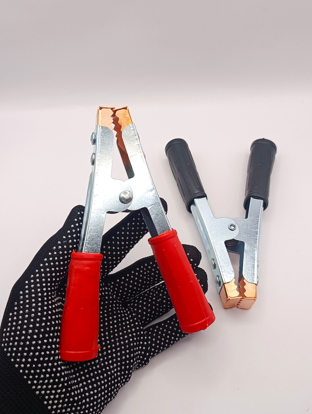 Зажим КЛЕМЫ (крокодил) для проводов АКБ до 1000 А (2 шт.) длина 150 мм медные наконечники