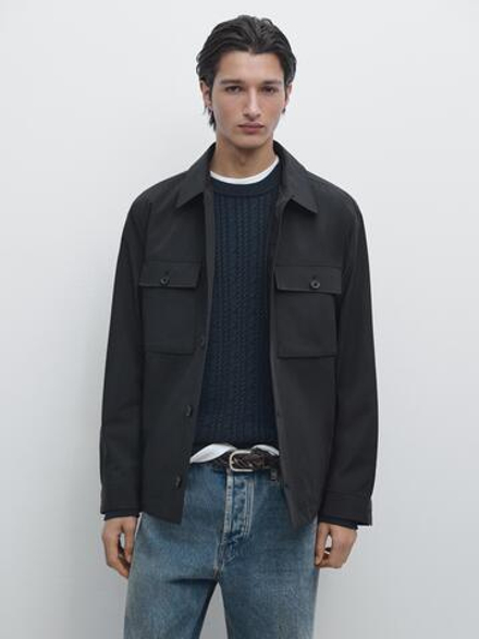 Massimo Dutti Короткая куртка с карманами, темно-синий