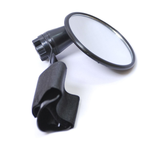 Зеркало круглое 3" плосокое 3 степ. своб. крепление к ручке руля на липучке (100) черное