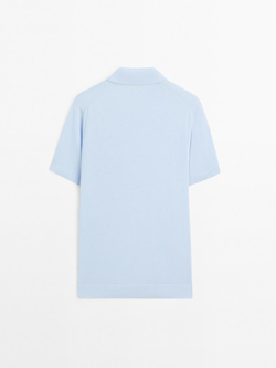 Massimo Dutti Трикотажное поло с короткими рукавами, голубой
